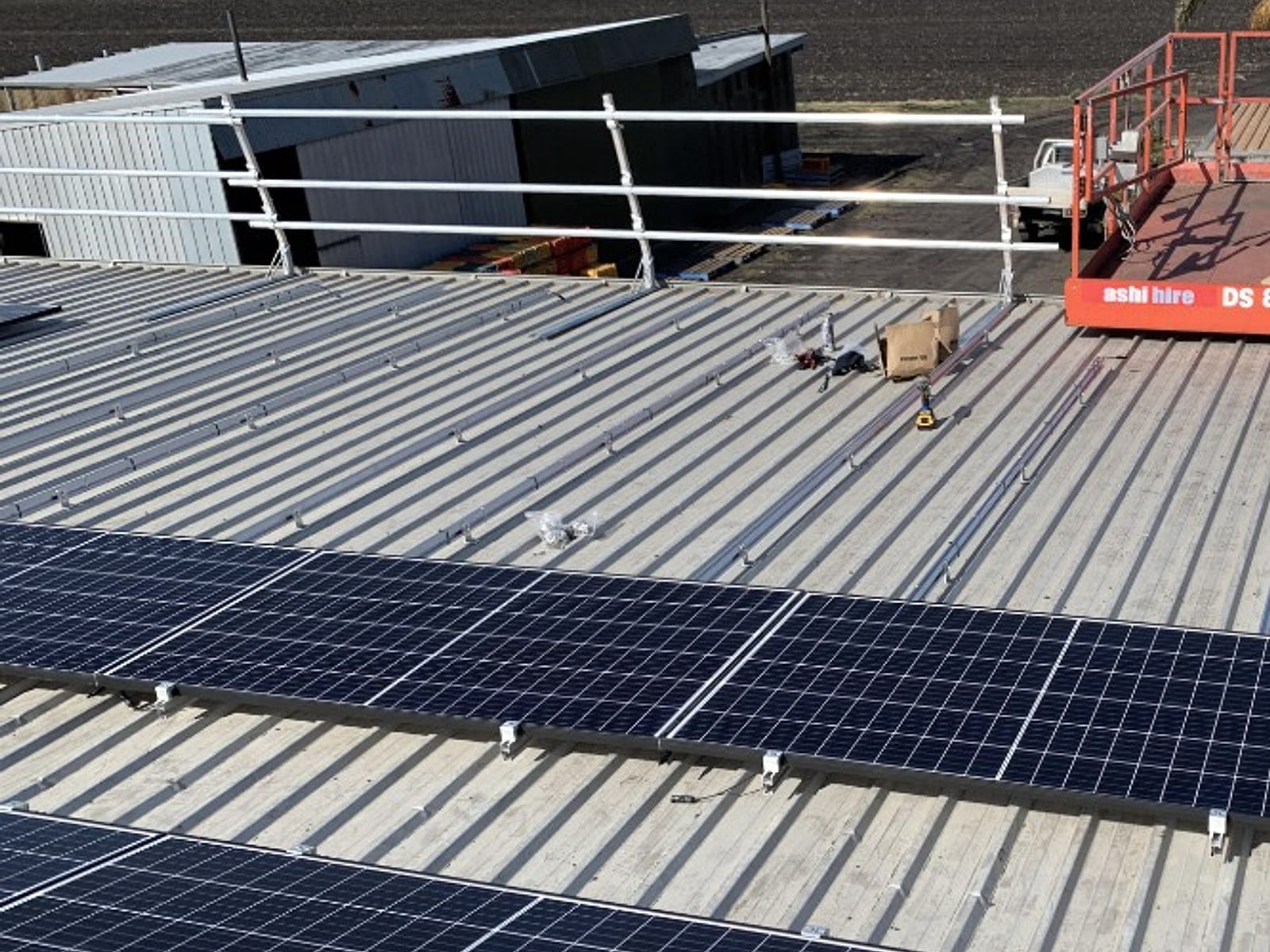 Commercial solar installation before